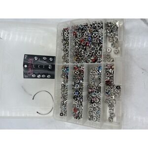 European Charm Bracelet Beads Mixed Lot Rhinestone Spacers Charms Bulk Box Set